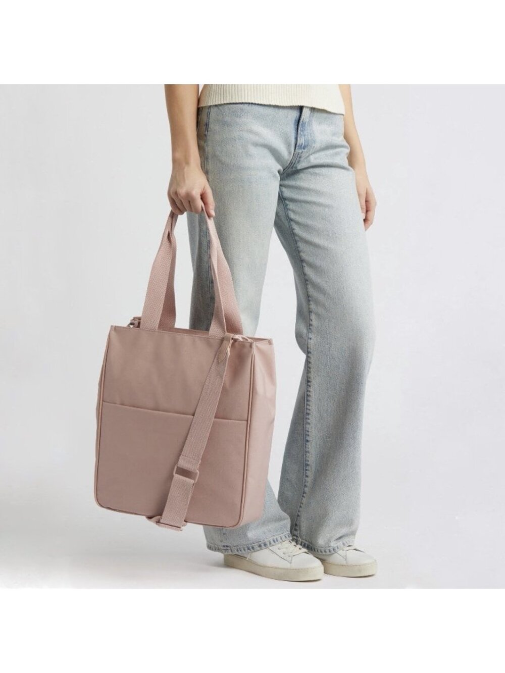 Beis Pink North/South Recycled Polyester Tote Bag Carry-on with Crossbody Strap
